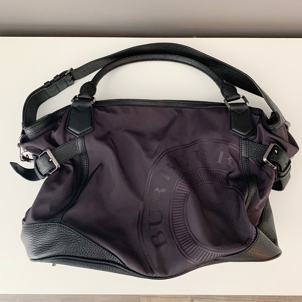 Burberry cloth bag with leather details